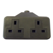 DENCON  TRAILING SOCKET 13A 2 GANG BLACK