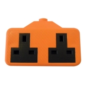 DENCON  TRAILING SOCKET 13A 2 GANG ORANGE
